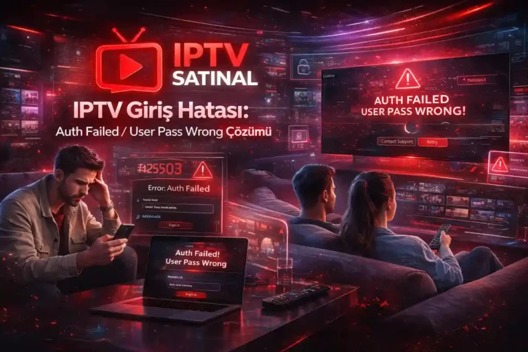 IPTV Giriş Hatası için Auth Failed ve User Pass Wrong çözüm ekranı