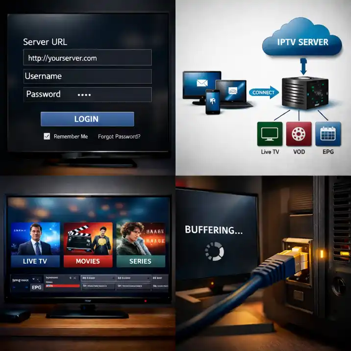 Xtream IPTV nasıl çalışır sunucu bağlantı şeması