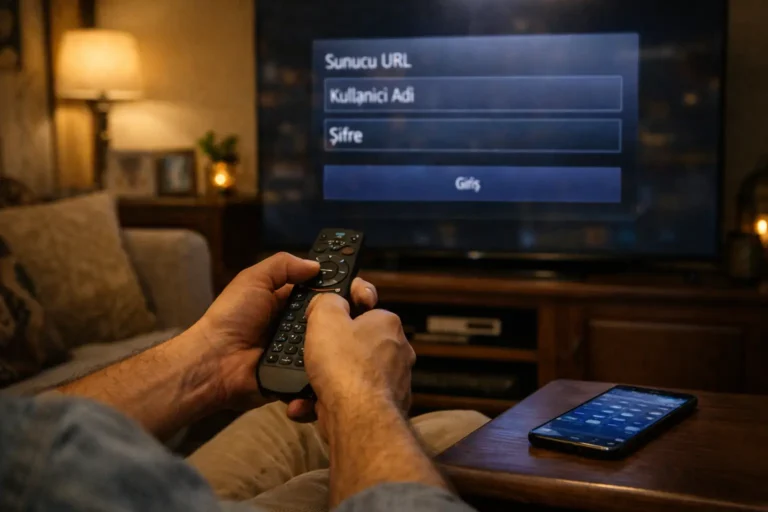 Android TV’de IPTV Kurulumu için Xtream giriş ekranı örneği