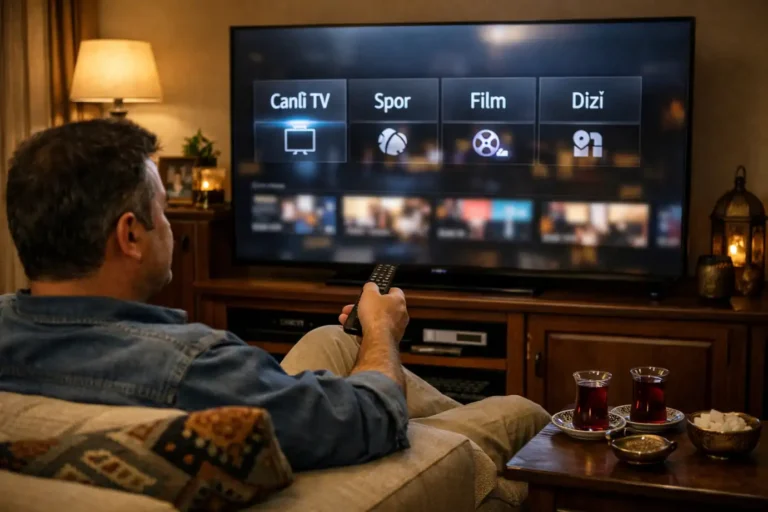 Android TV’de IPTV Kurulumu için İstanbul’da evde IPTV izleme sahnesi