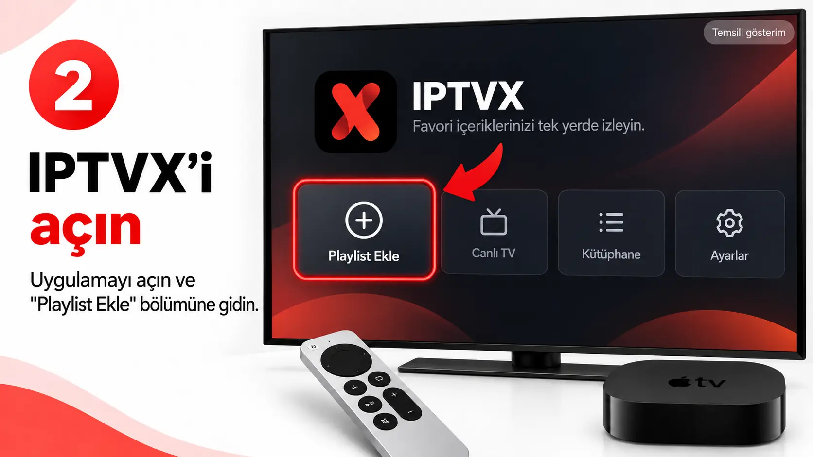 IPTVX kurulum ikinci adım Apple TV Playlist Ekle menüsü